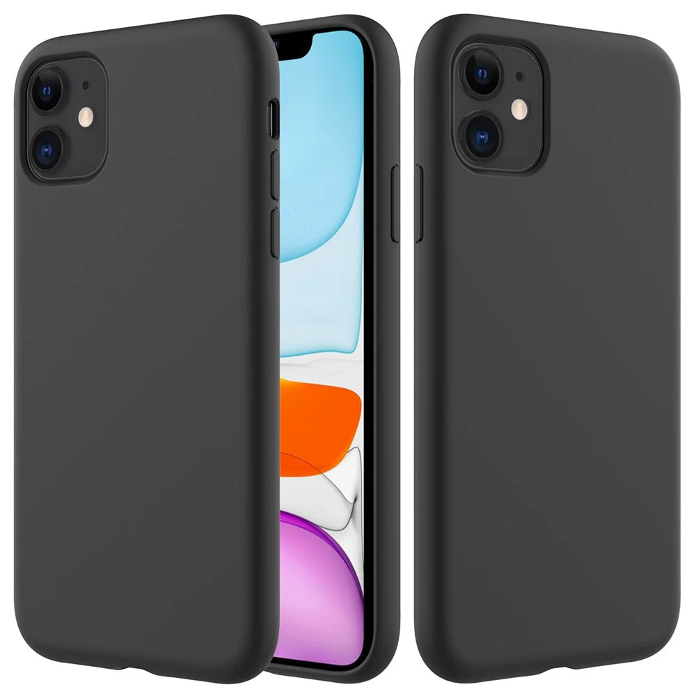 Anti-scratch Soft Liquid Silicone Phone Shell Mobile Phone Bag Case for iPhone 11 6.1 inch (2019) - Black - 1