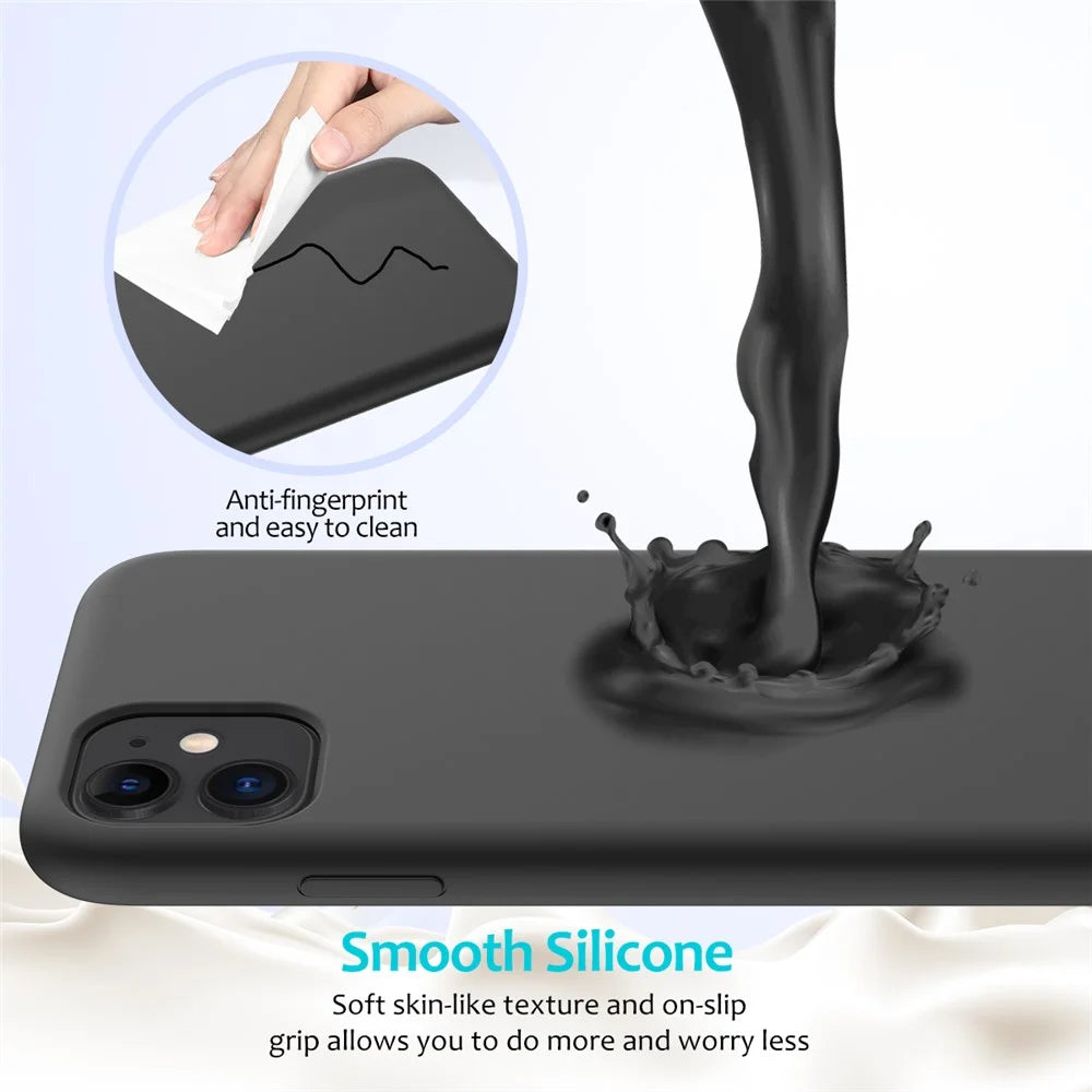 Anti-scratch Soft Liquid Silicone Phone Shell Mobile Phone Bag Case for iPhone 11 6.1 inch (2019) - Black - 4