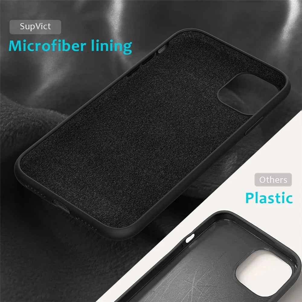 Anti-scratch Soft Liquid Silicone Phone Shell Mobile Phone Bag Case for iPhone 11 6.1 inch (2019) - Black - 6