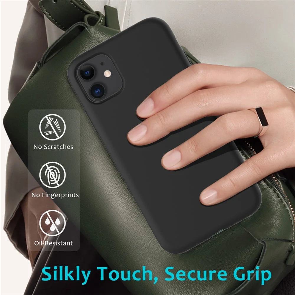 Anti-scratch Soft Liquid Silicone Phone Shell Mobile Phone Bag Case for iPhone 11 6.1 inch (2019) - Black - 7