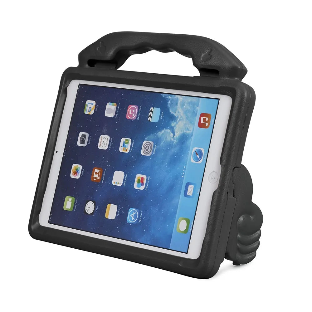 For iPad 9.7-inch (2018) (2017) / iPad Pro 9.7 inch (2016) / iPad Air 2 / iPad Air (2013) Shockproof EVA Thumb Stand Tablet Shell - Black - 5