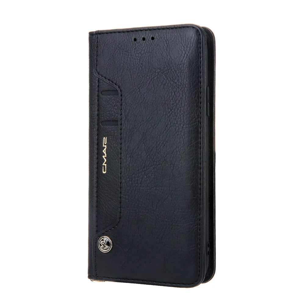CMAI2 Litchi Grain Auto-absorbed Leather Wallet Cover for iPhone 11 6.1 inch (2019) - Black - 2