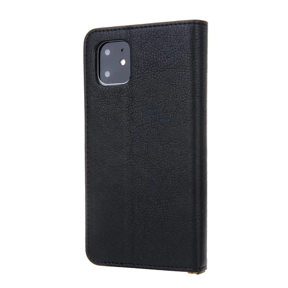 CMAI2 Litchi Grain Auto-absorbed Leather Wallet Cover for iPhone 11 6.1 inch (2019) - Black - 3
