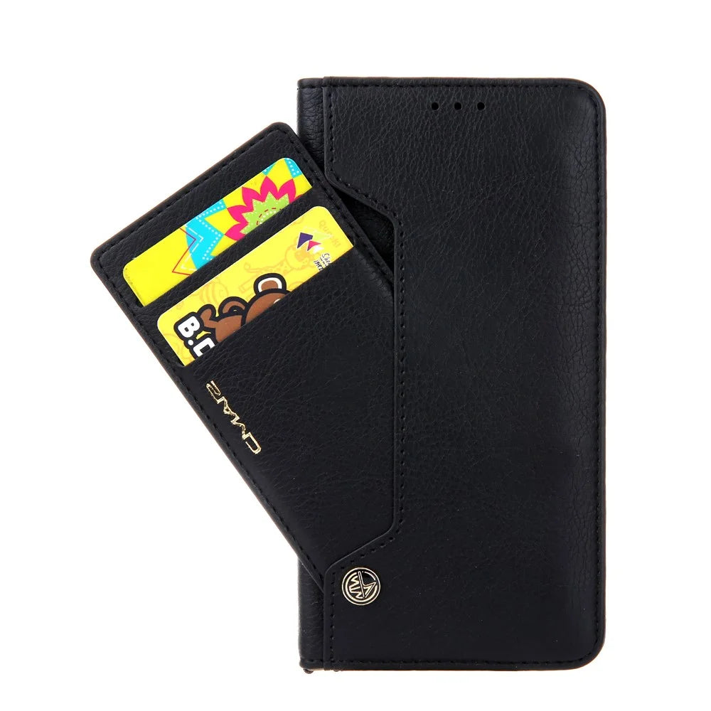 CMAI2 Litchi Grain Auto-absorbed Leather Wallet Cover for iPhone 11 6.1 inch (2019) - Black - 4