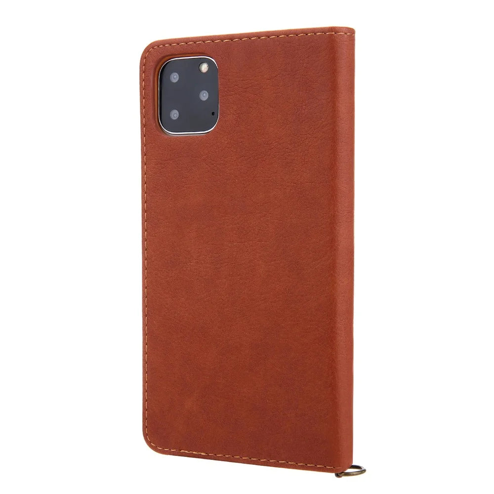 CMAI2 Litchi Grain Auto-absorbed Leather Wallet Stand Case for iPhone 11 Pro 5.8 inch (2019) - Brown - 2
