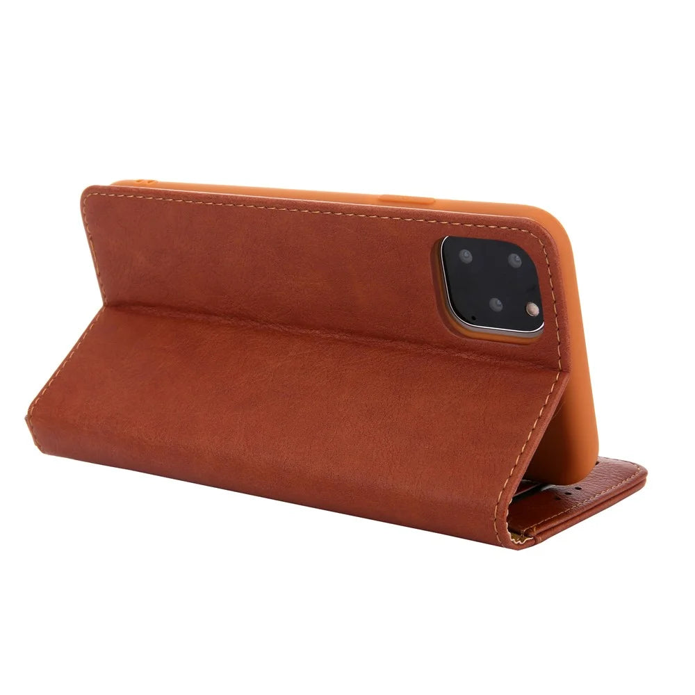 CMAI2 Litchi Grain Auto-absorbed Leather Wallet Stand Case for iPhone 11 Pro 5.8 inch (2019) - Brown - 4