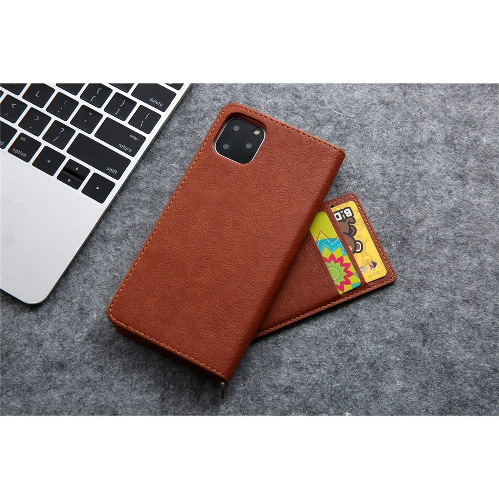 CMAI2 Litchi Grain Auto-absorbed Leather Wallet Stand Case for iPhone 11 Pro 5.8 inch (2019) - Brown - 6