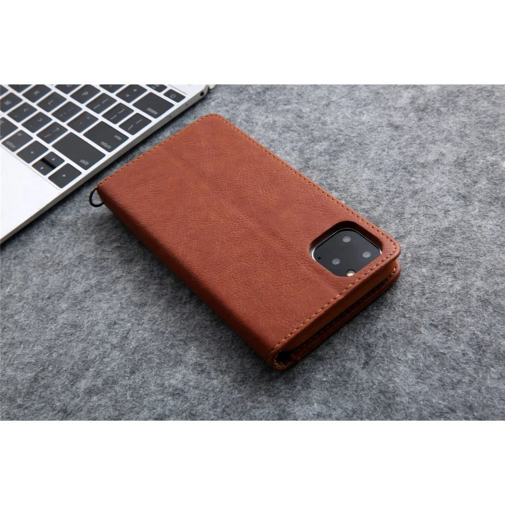 CMAI2 Litchi Grain Auto-absorbed Leather Wallet Stand Case for iPhone 11 Pro 5.8 inch (2019) - Brown - 7