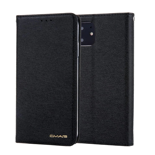 CMAI2 Silk Texture PU Leather with Card Slots Phone Case for iPhone 11 6.1 inch (2019) - Black - 1