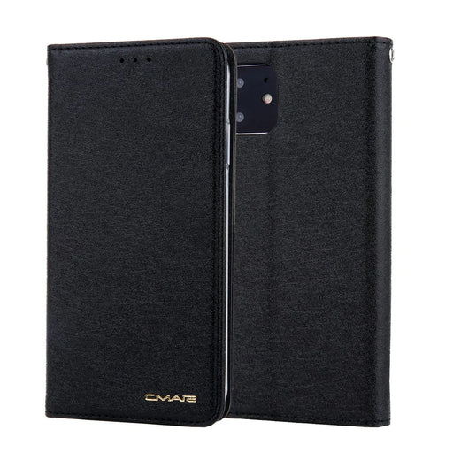 CMAI2 Silk Texture PU Leather with Card Slots Phone Case for iPhone 11 6.1 inch (2019) - Black - 1