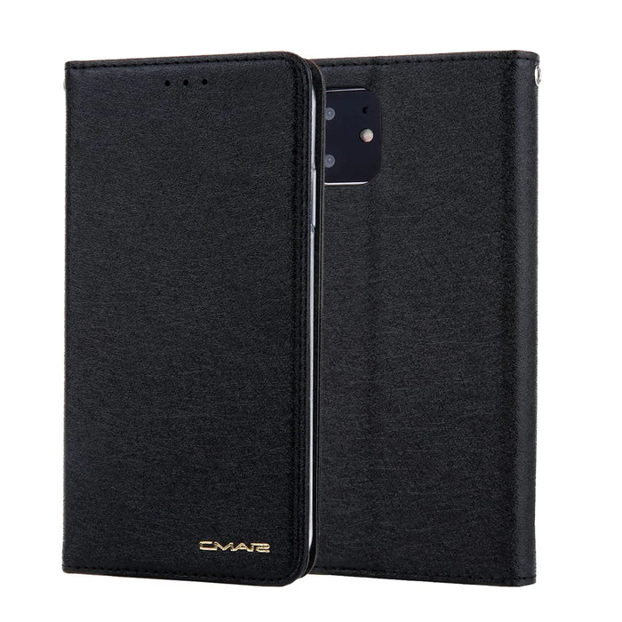 CMAI2 Silk Texture PU Leather with Card Slots Phone Case for iPhone 11 6.1 inch (2019) - Black - 1