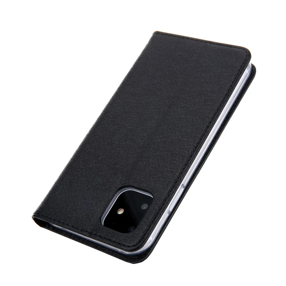 CMAI2 Silk Texture PU Leather with Card Slots Phone Case for iPhone 11 6.1 inch (2019) - Black - 6