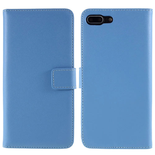Multiple Colors Genuine Leather Wallet Stand Phone Cover Shell Cell Phone Accessories for iPhone 7 Plus / 8 Plus - Blue - 1