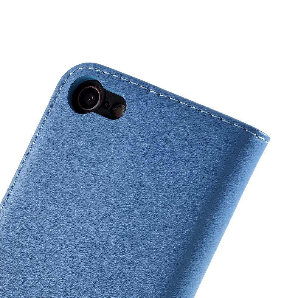 Stand Function Genuine Leather Wallet Flip Case with Secure Magnetic Closure for iPhone 8 / 7 / SE (2020) / SE (2022) - Blue - 3