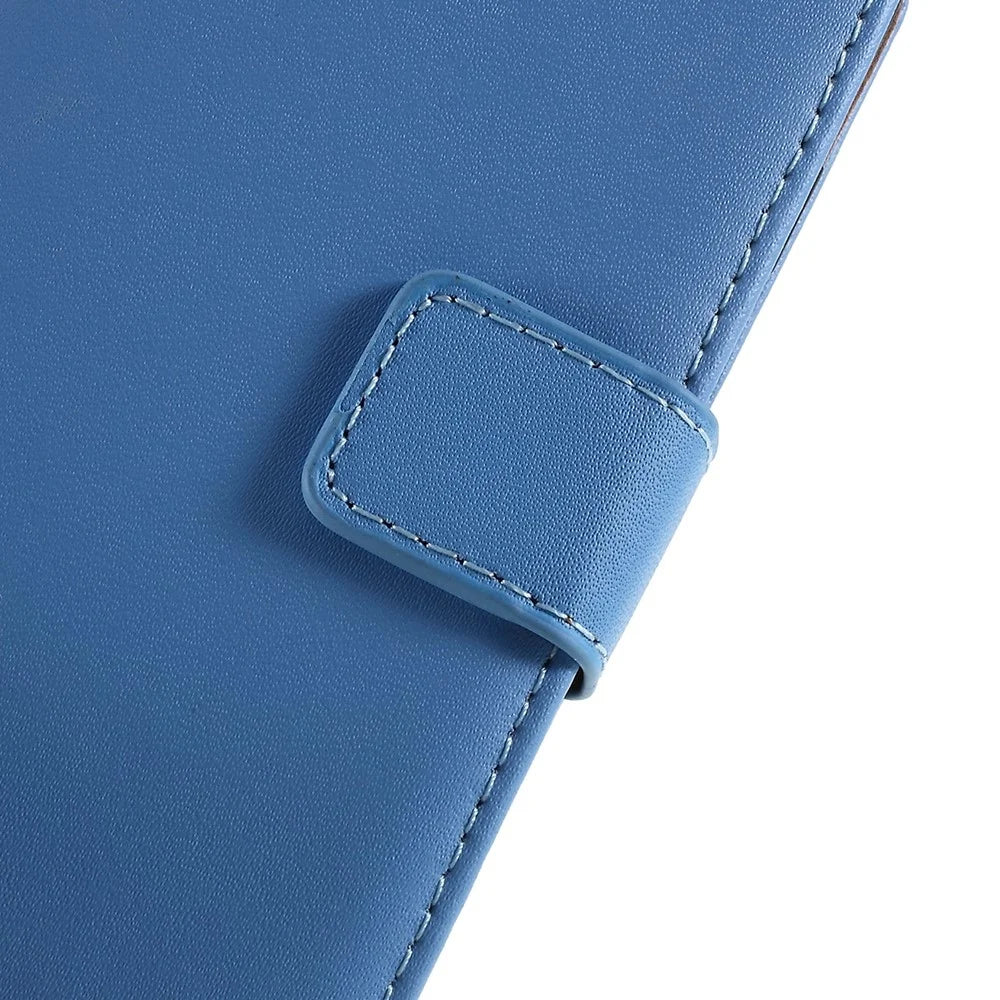 Stand Function Genuine Leather Wallet Flip Case with Secure Magnetic Closure for iPhone 8 / 7 / SE (2020) / SE (2022) - Blue - 4