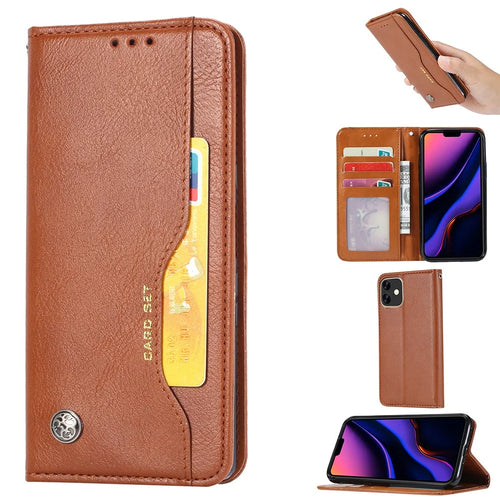 Auto-absorbed PU Leather Stand Case for iPhone 11 6.1 inch (2019) - Brown - 1