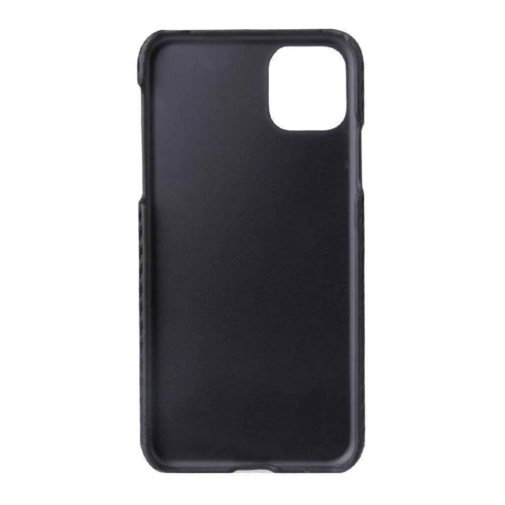 PU Leather Coated PC Phone Casing Shell for iPhone 11 Pro 5.8 inch (2019) - Black Carbon Fiber Texture - 3