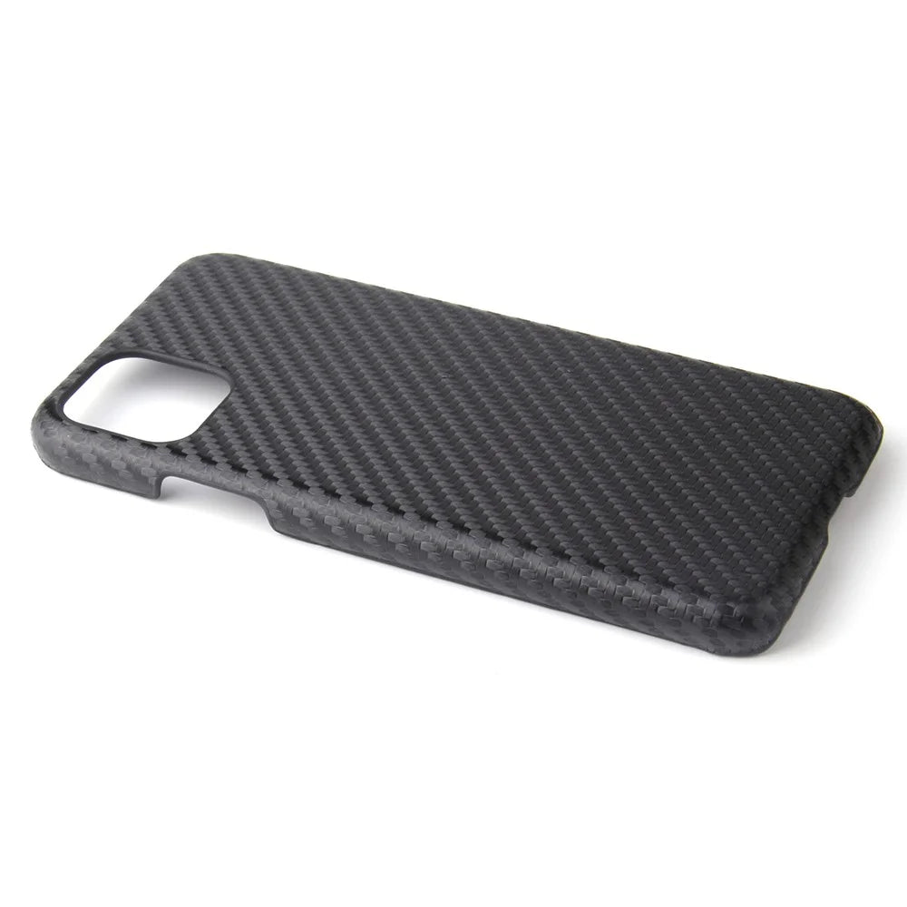 PU Leather Coated PC Phone Casing Shell for iPhone 11 Pro 5.8 inch (2019) - Black Carbon Fiber Texture - 5