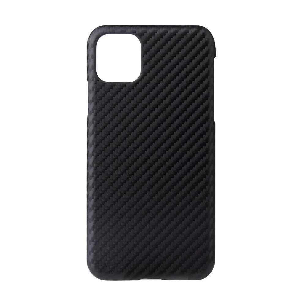PU Leather Coated PC Hard  Cover Casing Shell for iPhone 11 6.1 inch (2019) - Black Carbon Fiber Texture - 1