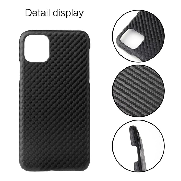 PU Leather Coated PC Hard  Cover Casing Shell for iPhone 11 6.1 inch (2019) - Black Carbon Fiber Texture - 2