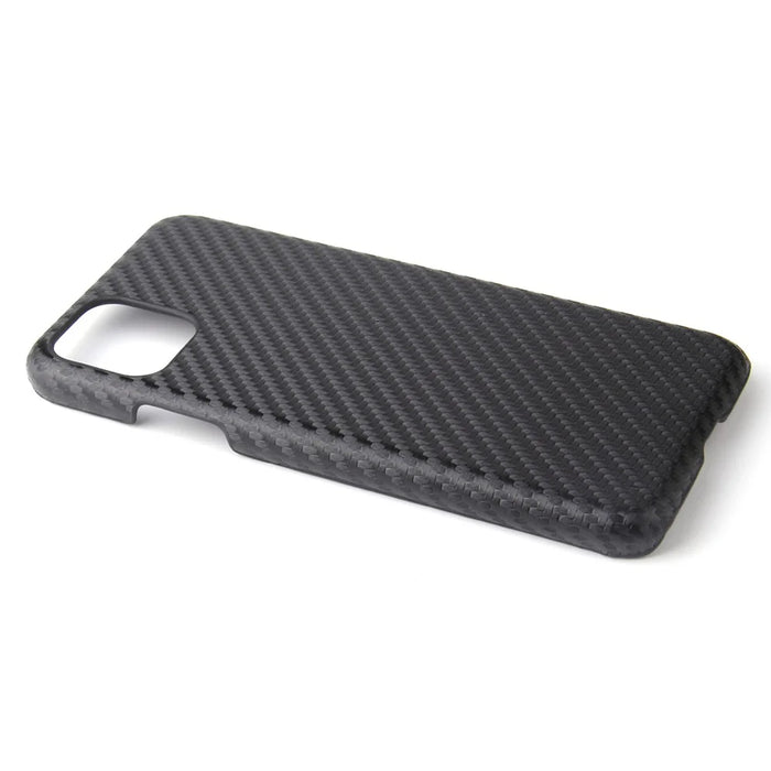 PU Leather Coated PC Hard  Cover Casing Shell for iPhone 11 6.1 inch (2019) - Black Carbon Fiber Texture - 5