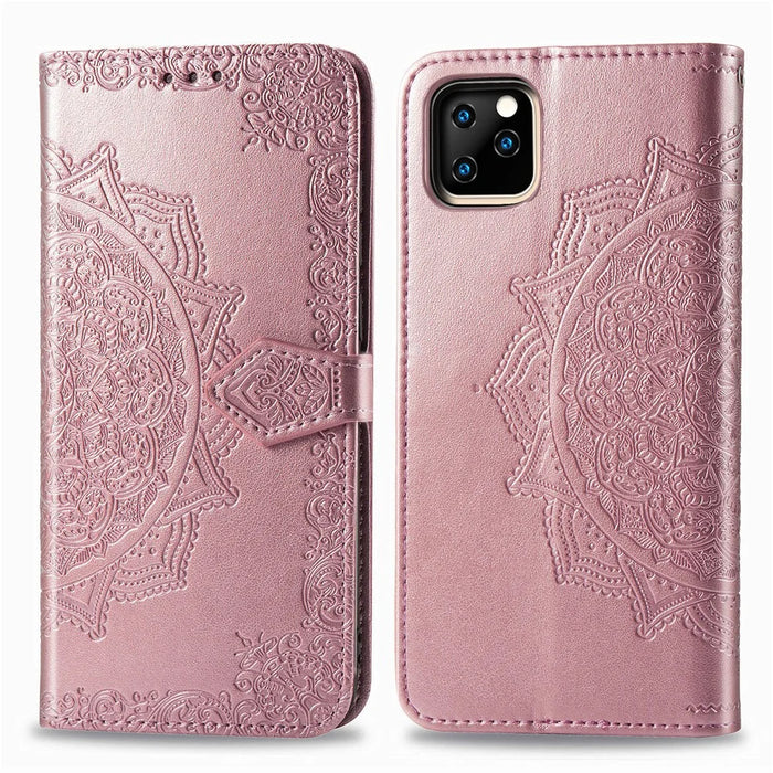 Embossed Mandala Flower Wallet Leather Stand Case for iPhone 11 Pro Max 6.5 inch (2019) - Rose Gold - 2
