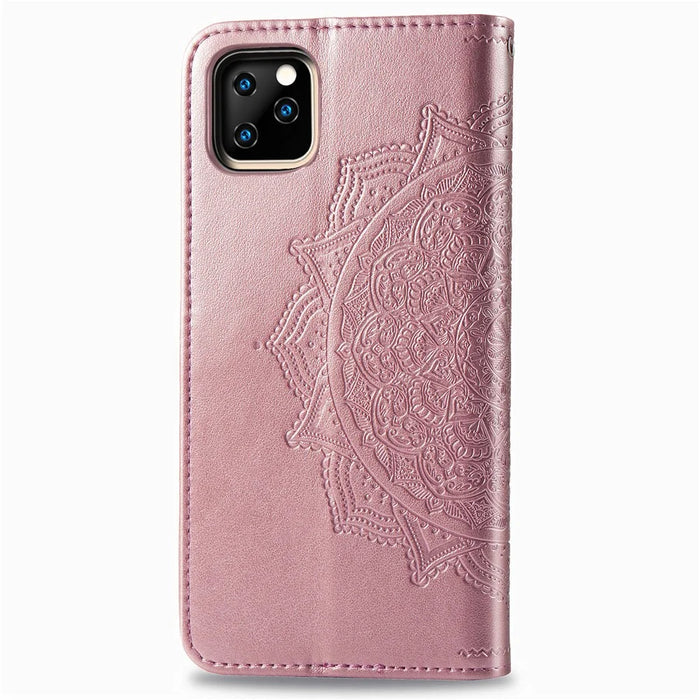 Embossed Mandala Flower Wallet Leather Stand Case for iPhone 11 Pro Max 6.5 inch (2019) - Rose Gold - 5