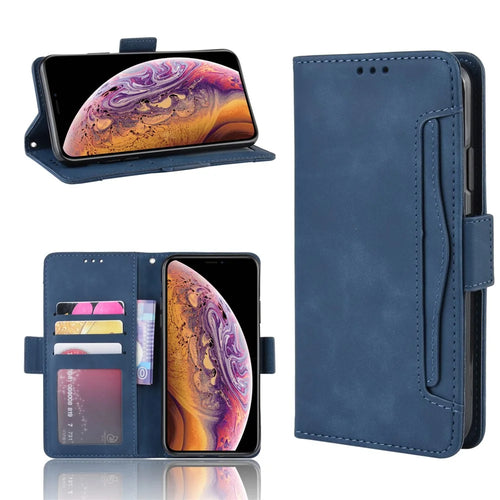For iPhone (2019) 6.1-inch Leather with Multiple Card Slots and Wallet Pocket Cover - Blue - 1