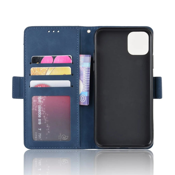 For iPhone (2019) 6.1-inch Leather with Multiple Card Slots and Wallet Pocket Cover - Blue - 4