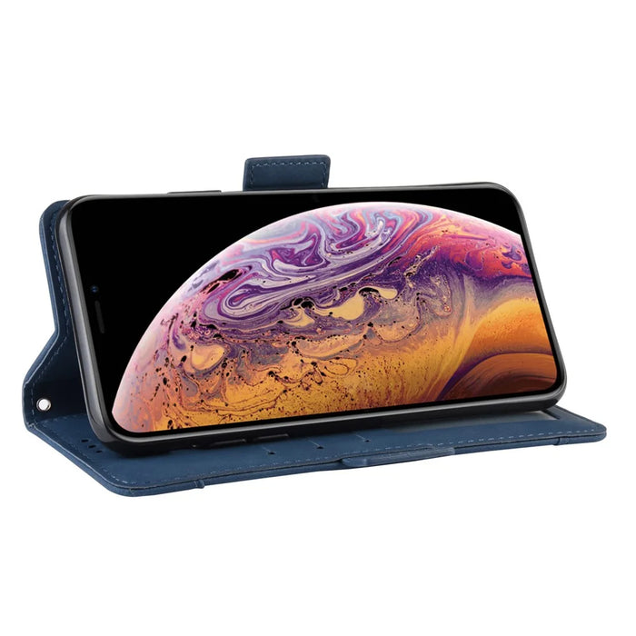 For iPhone (2019) 6.1-inch Leather with Multiple Card Slots and Wallet Pocket Cover - Blue - 6