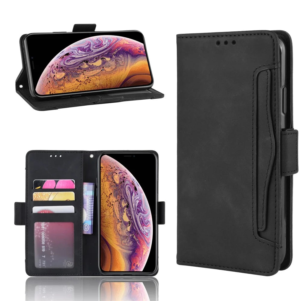 Leather Wallet Cell Casing with Multiple Card Slots for iPhone 11 Pro 5.8 inch (2019) - Black - 1