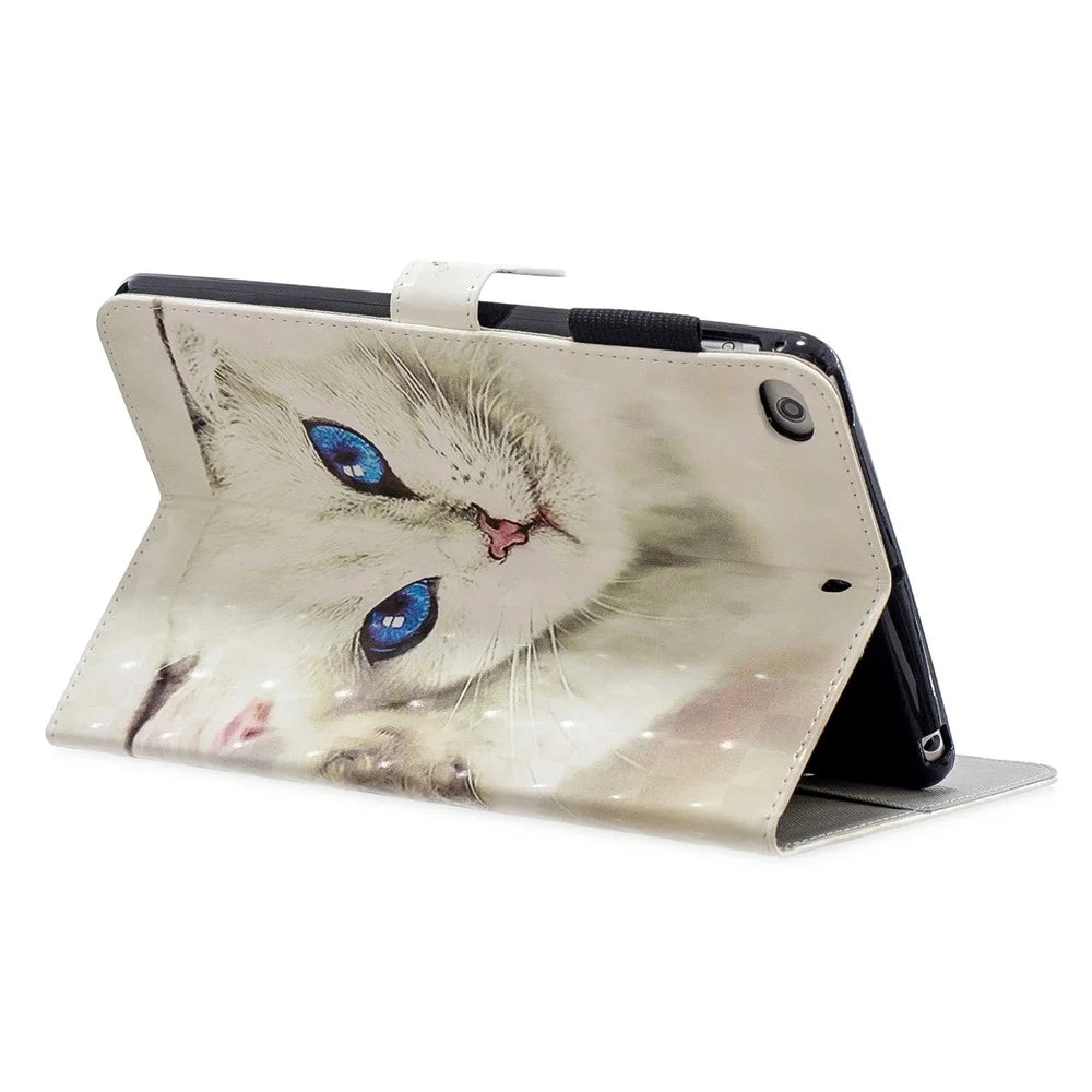 Pattern Leather Tablet Case for iPad Mini / Mini 2 / mini 3 / mini 4 / mini (2019) 7.9 inch - White Cat - 3