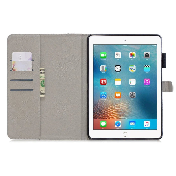 Pattern Printing PU Leather Tablet Case [Wallet Stand] for iPad 9.7-inch (2018) (2017) (2016)/iPad Air 2, Etc - Blue-Eye Cat - 3