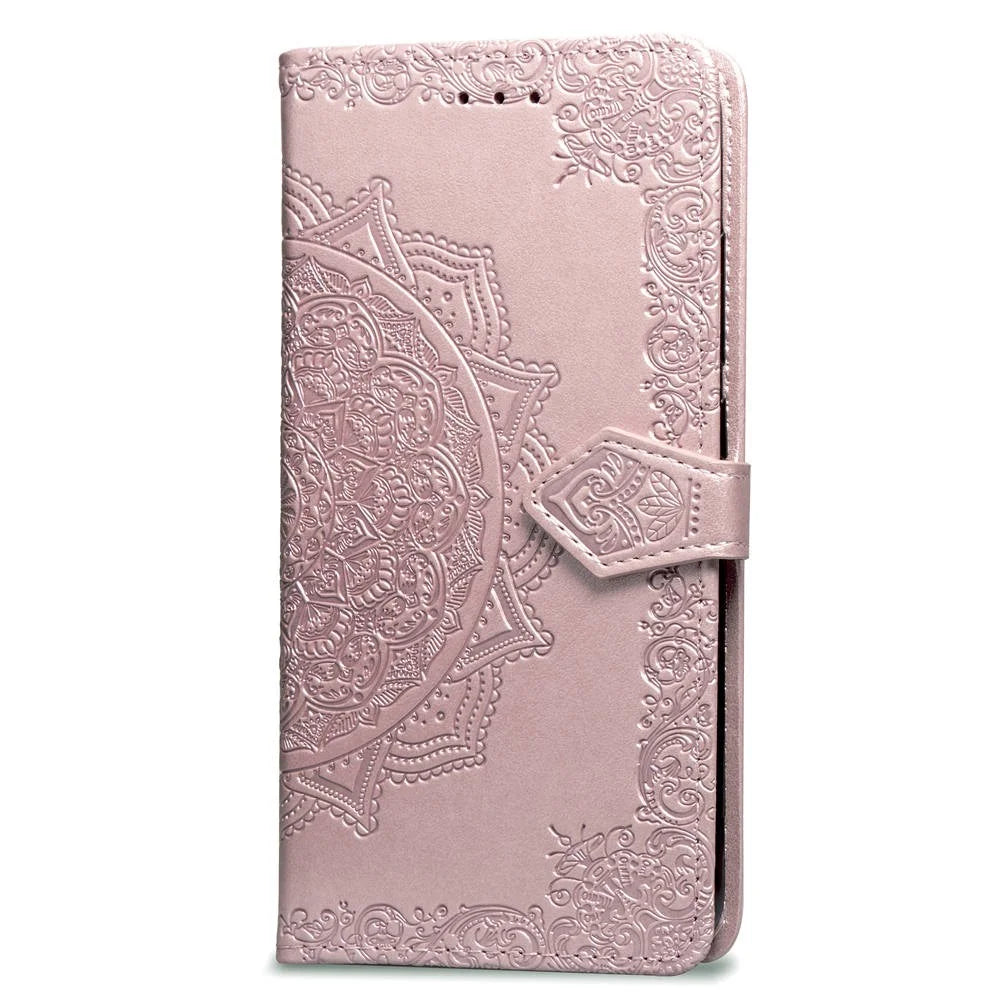 Embossed Mandala Flower Leather Wallet Case for iPhone 8 Plus / 7 Plus - Rose Gold - 4