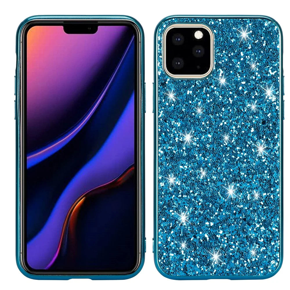 Glittering Sequins Electroplating TPU+PC Phone Shell for iPhone 11 Pro Max 6.5 inch (2019) - Cyan - 1