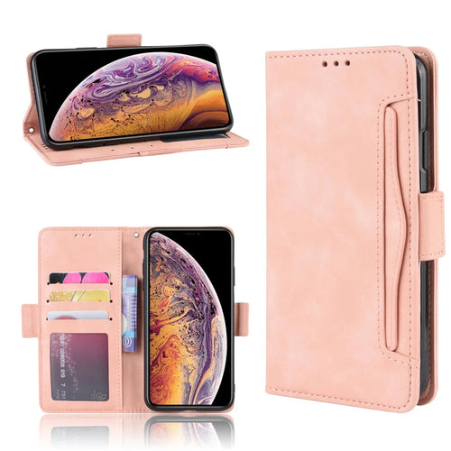 Leather Wallet Stand Phone Cover Case with Multiple Card Slots for iPhone X / XS 5.8 inch - Pink - 1