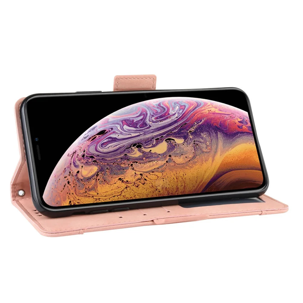 Leather Wallet Stand Phone Cover Case with Multiple Card Slots for iPhone X / XS 5.8 inch - Pink - 5