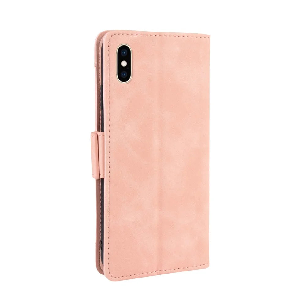 Leather Wallet Stand Phone Cover Case with Multiple Card Slots for iPhone X / XS 5.8 inch - Pink - 6
