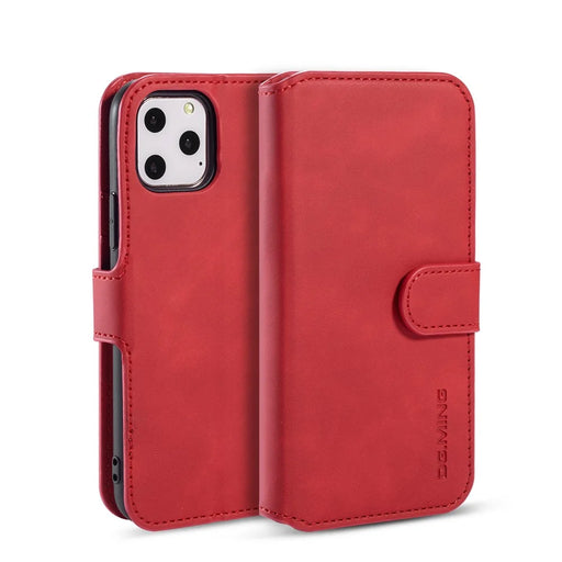 DG.MING Retro Style Wallet Leather Stand Case for iPhone 11 Pro 5.8-inch (2019) - Red - 1