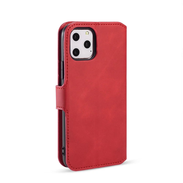 DG.MING Retro Style Wallet Leather Stand Case for iPhone 11 Pro 5.8-inch (2019) - Red - 4