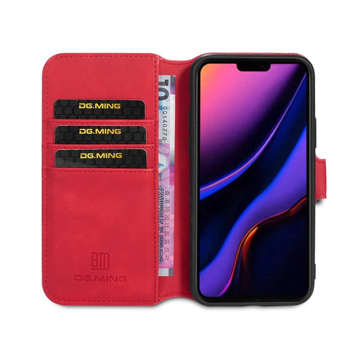 DG.MING Retro Style Wallet Leather Stand Case for iPhone 11 Pro 5.8-inch (2019) - Red - 5