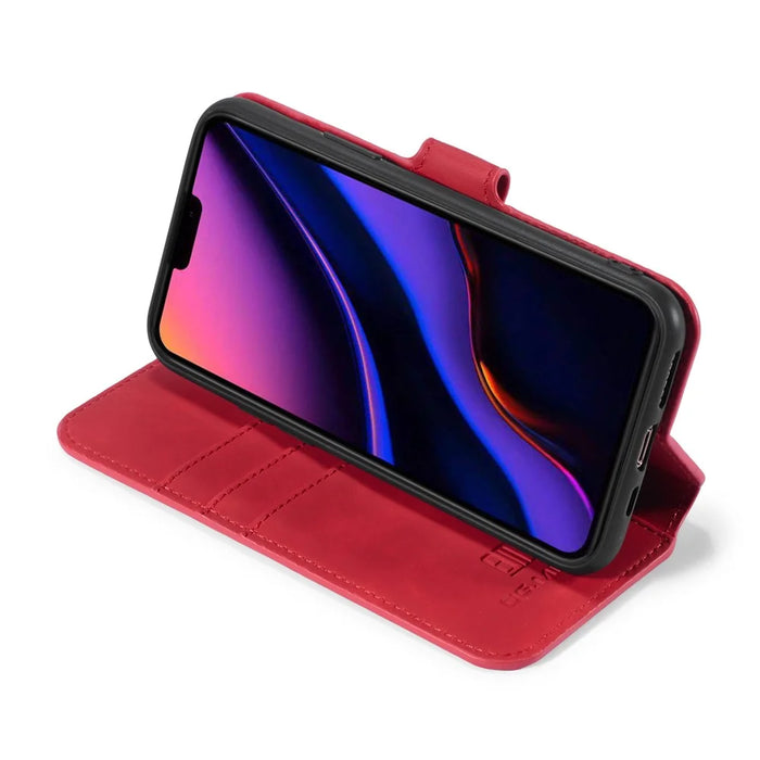 DG.MING Retro Style Wallet Leather Stand Case for iPhone 11 Pro 5.8-inch (2019) - Red - 6