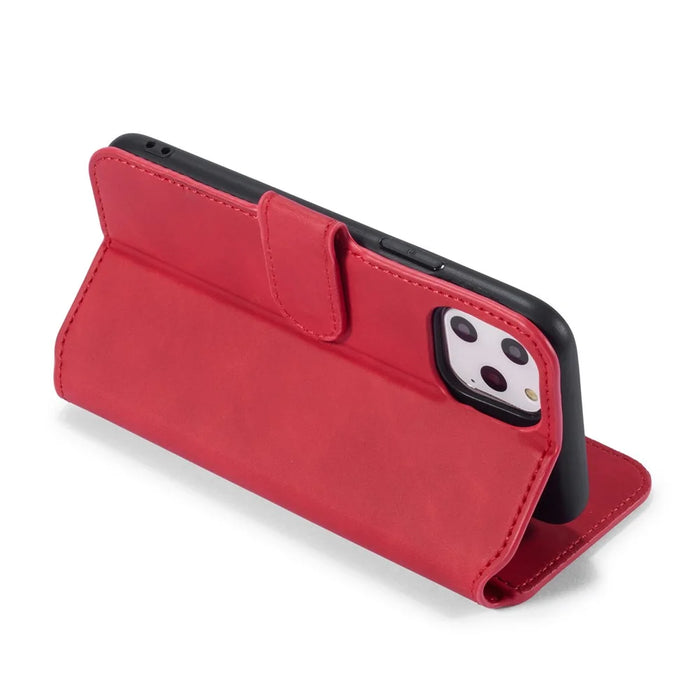 DG.MING Retro Style Wallet Leather Stand Case for iPhone 11 Pro 5.8-inch (2019) - Red - 7
