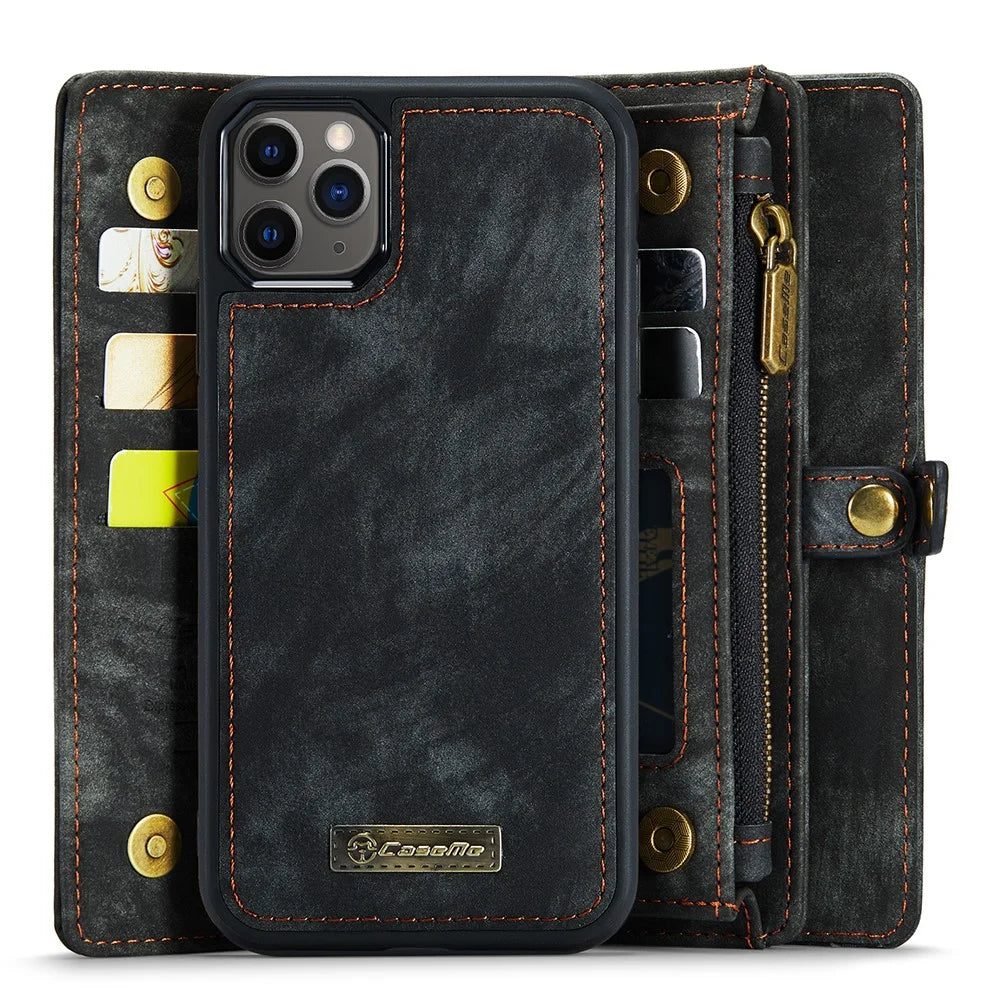CASEME 008 Series Shockproof Case for iPhone 11 Pro Max 6.5 inch (2019) Detachable 2-in-1 PU Leather Wallet Phone Case - Black - 3
