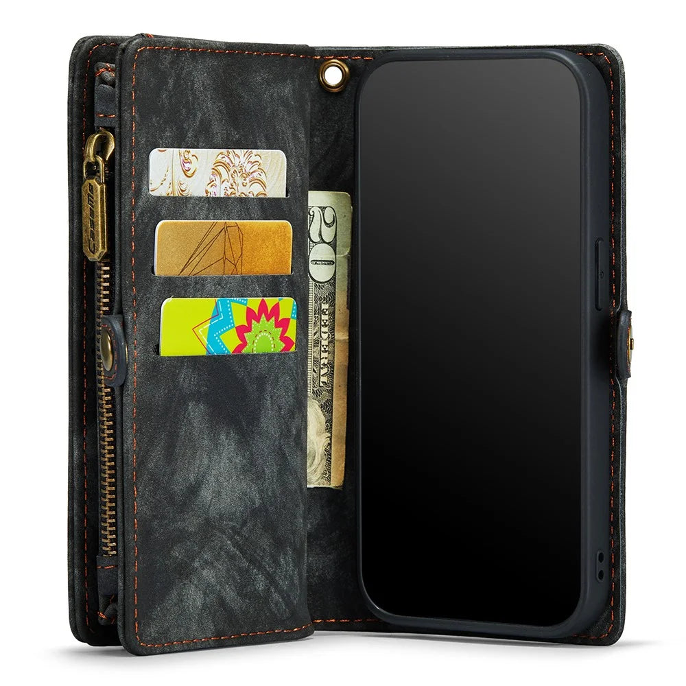 CASEME 008 Series Shockproof Case for iPhone 11 Pro Max 6.5 inch (2019) Detachable 2-in-1 PU Leather Wallet Phone Case - Black - 5