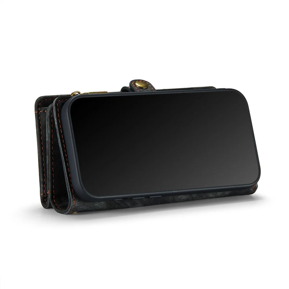 CASEME 008 Series Shockproof Case for iPhone 11 Pro Max 6.5 inch (2019) Detachable 2-in-1 PU Leather Wallet Phone Case - Black - 6