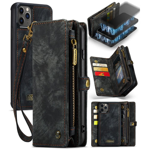 CASEME 008 Series PU Leather 2-in-1 Detachable Stand Magnetic Wallet Phone Case for iPhone 11 Pro 5.8 inch (2019) - Black - 1