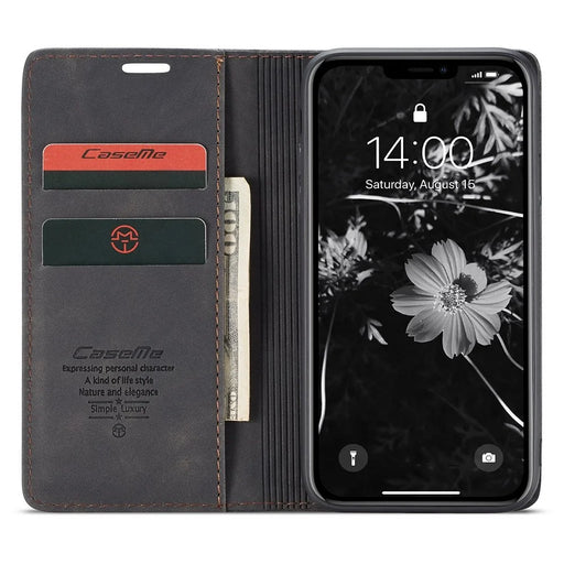 CASEME 013 Series Auto-absorbed Flip Leather Wallet Case for iPhone 11 6.1 inch (2019) - Black - 2