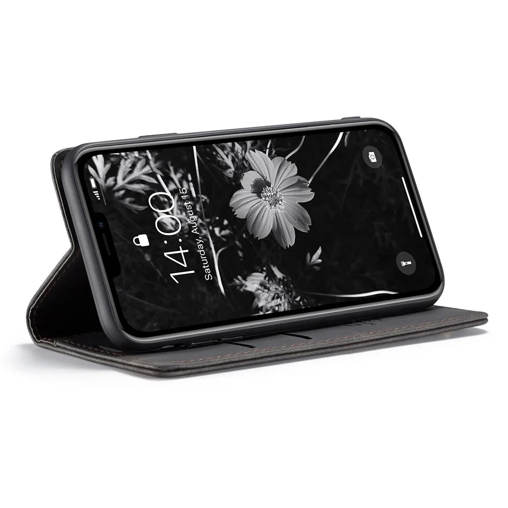 CASEME 013 Series Auto-absorbed Flip Leather Wallet Case for iPhone 11 6.1 inch (2019) - Black - 3
