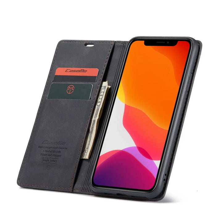 CASEME 013 Series Auto-absorbed Flip Leather Wallet Case for iPhone 11 Pro Max 6.5 inch (2019) - Black - 5